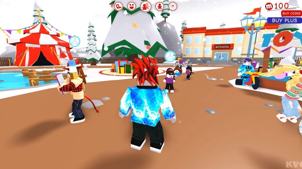 camera em terceira pessoa no jogo Roblox com comunidade gamer no jogo interagindo no lobby do servidor