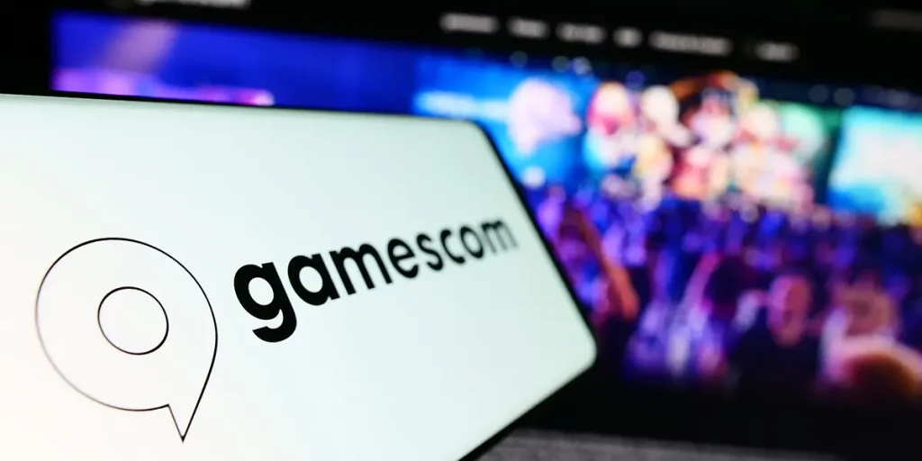 logo da Gamescom em dispositivo mobile